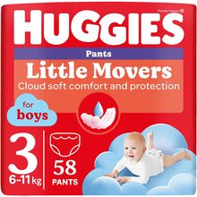 Підгузки-трусики HUGGIES Little Movers 3 (6-11 кг) Mega 58 шт Boy (5029053547473)