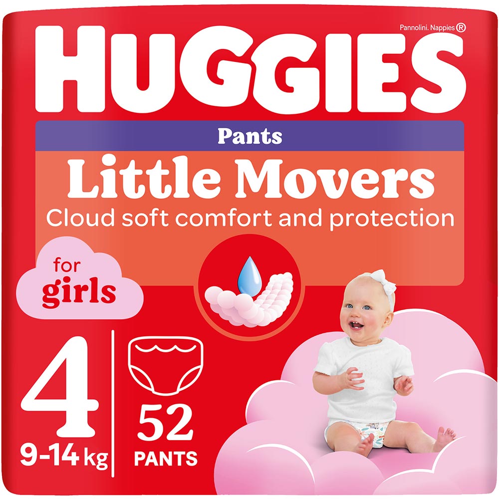 Підгузки-трусики HUGGIES Little Movers 4 (9-14 кг) Mega 52 шт Girl (5029053547541)