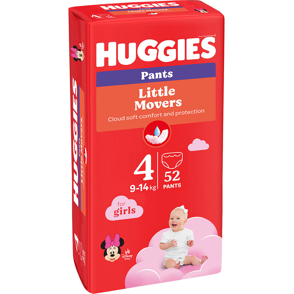 Підгузки-трусики HUGGIES Little Movers 4 (9-14 кг) Mega 52 шт Girl (5029053547541) Тип підгузки-трусики