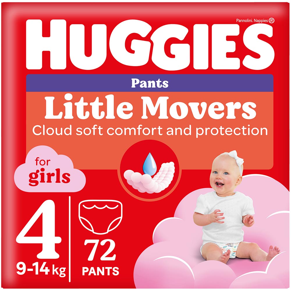 Підгузки-трусики HUGGIES Little Movers 4 (9-14 кг) Box 72 шт Girl (5029053564098)
