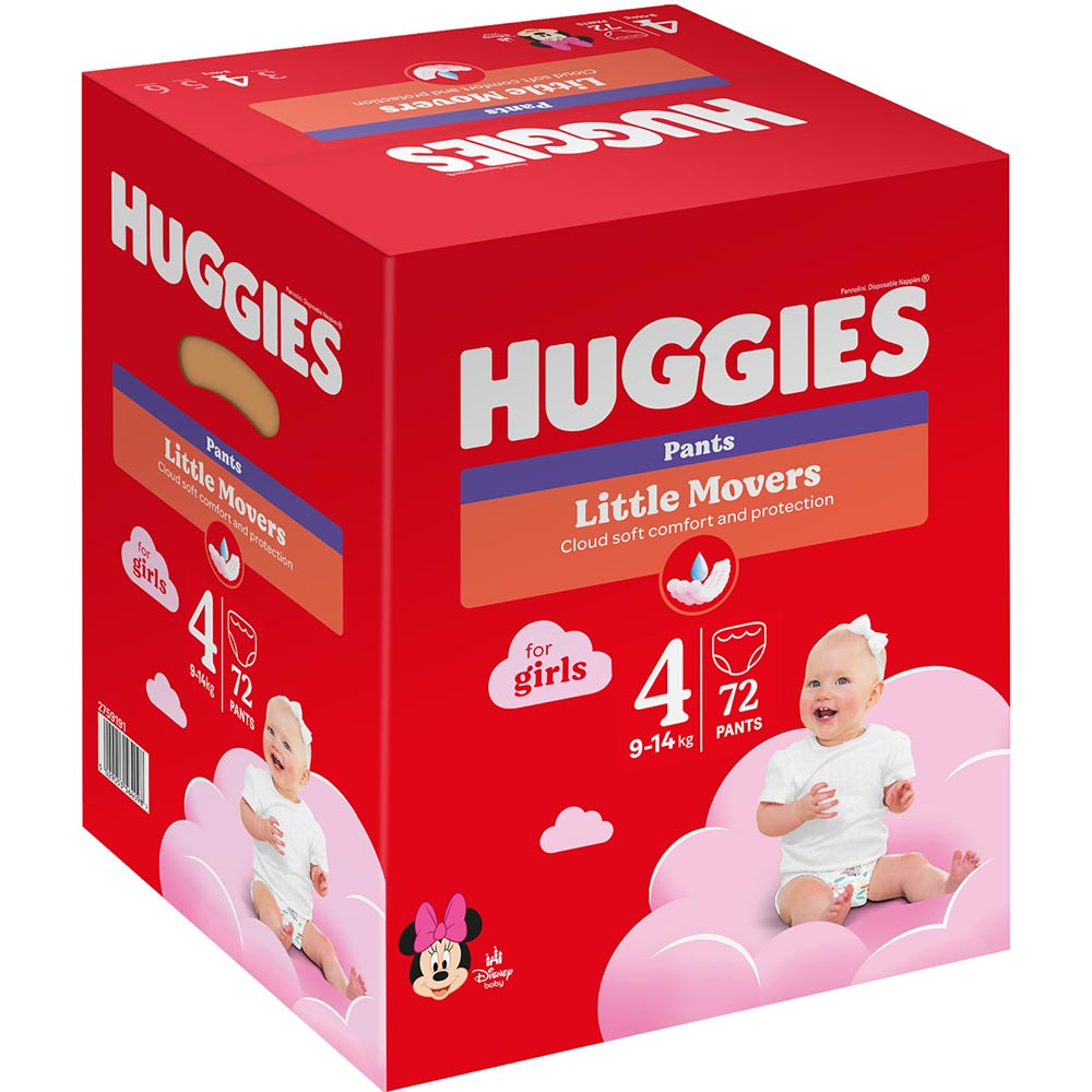 Підгузки-трусики HUGGIES Little Movers 4 (9-14 кг) Box 72 шт Girl (5029053564098) Тип підгузки-трусики