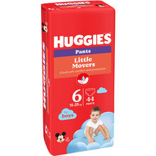 Підгузки-трусики HUGGIES Little Movers 6 (15-25 кг) Mega 44 шт Boy (5029053547657)