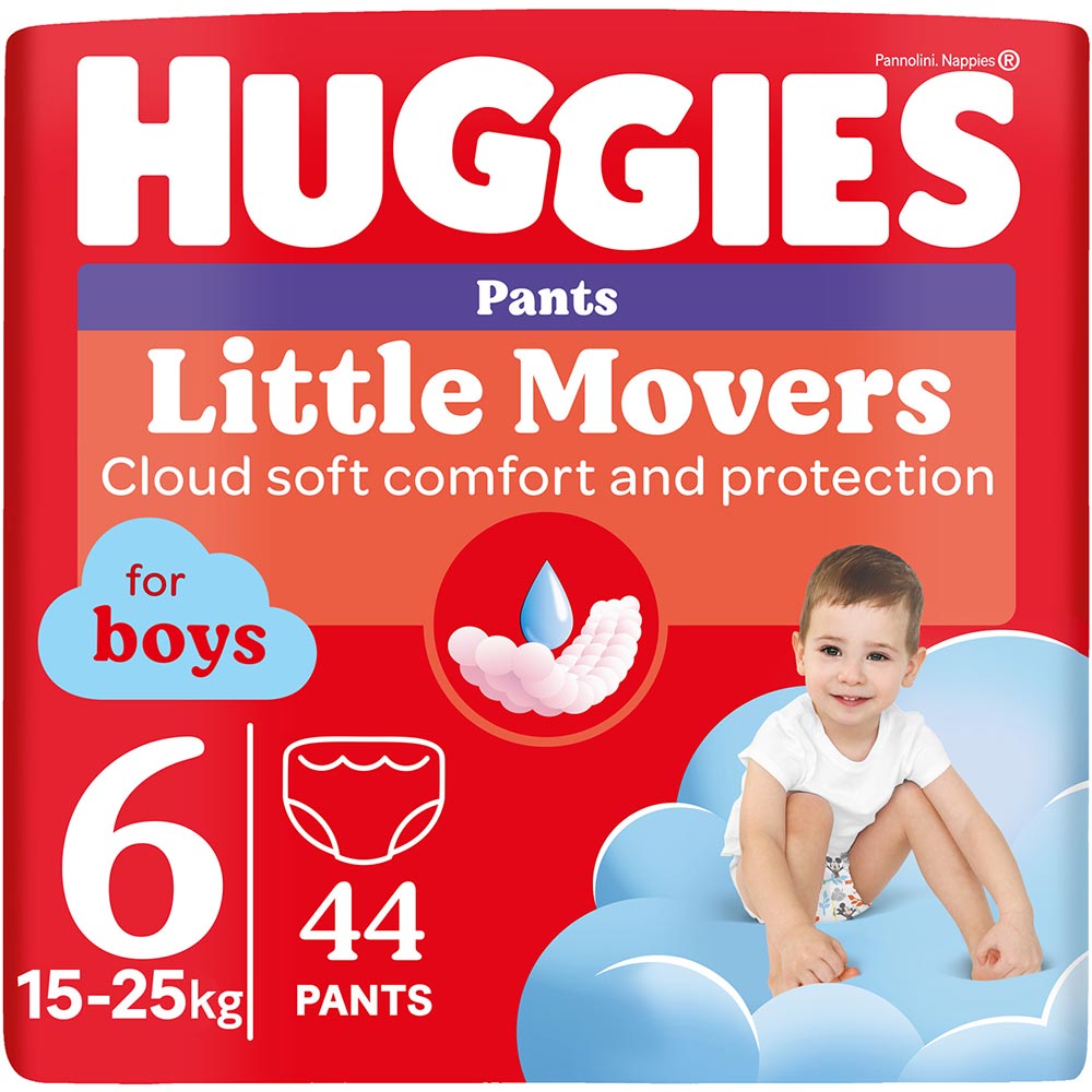Підгузки-трусики HUGGIES Little Movers 6 (15-25 кг) Mega 44 шт Boy (5029053547657)
