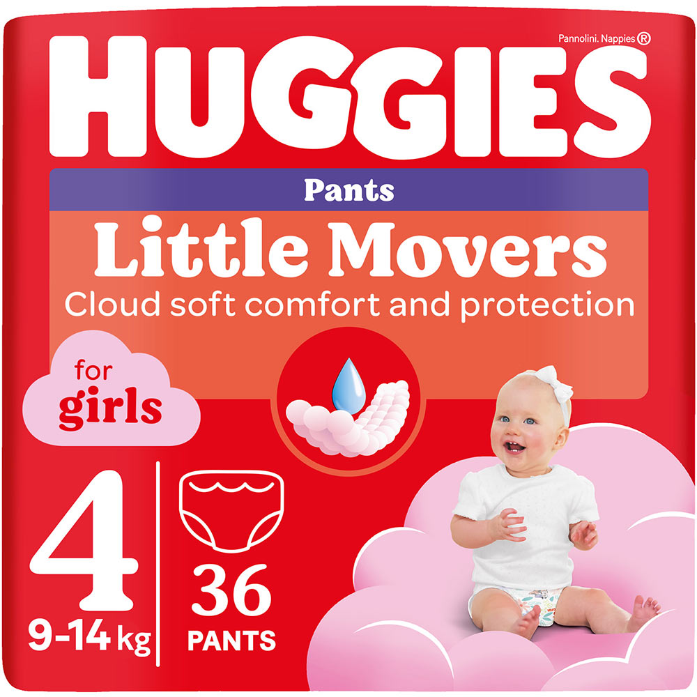 Підгузки-трусики HUGGIES Little Movers 4 (9-14 кг) Jumbo 36 шт Girl (5029053564258)