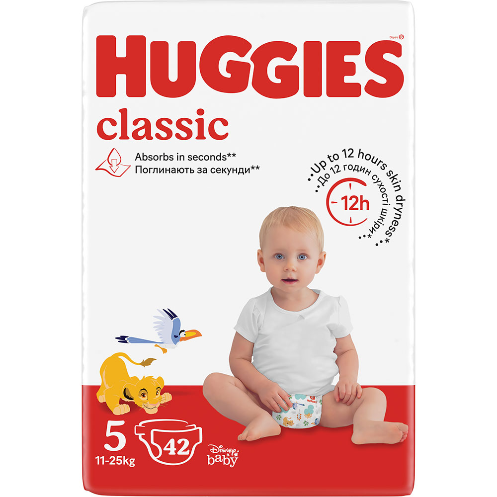 Подгузники HUGGIES Classic 5 11-25 кг Jumbo 42 шт (5029053543185) Тип подгузники