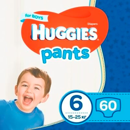 Підгузки-трусики HUGGIES Pant 6 Boy D Low Box 15-25 кг 60 шт (5029053564142)