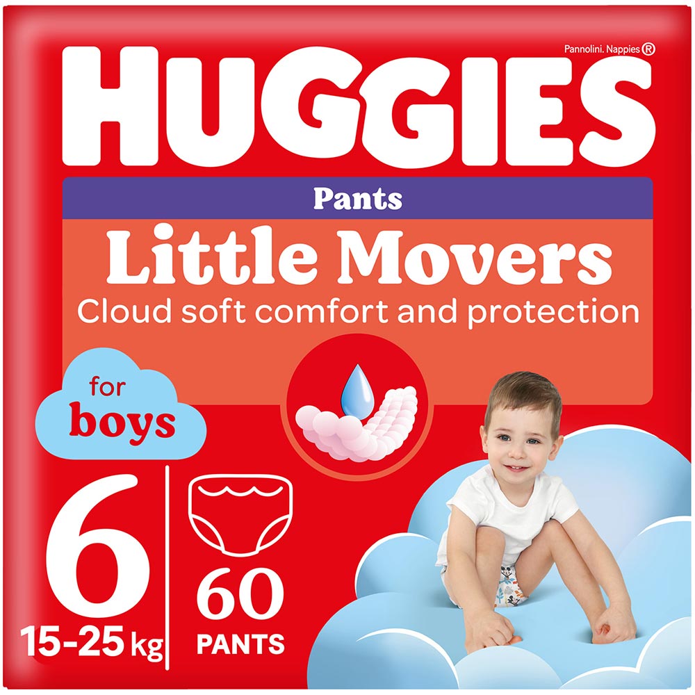 Підгузки-трусики HUGGIES Little Movers 6 (5-25 кг) Box 60 шт Boy (5029053564142)