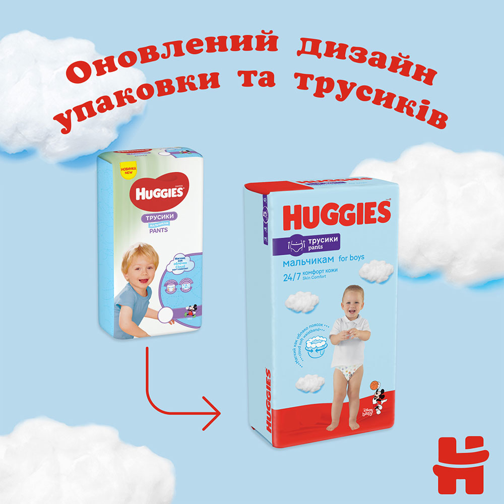 Подгузники-трусики HUGGIES Pants 6 (5-25 кг) Box 60 шт Boy (5029053564142) Количество в упаковке 60