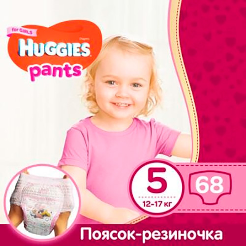 Подгузники-трусики HUGGIES Pants GIRL 5 J-pack 12-17 кг 68 шт (5029054216682)