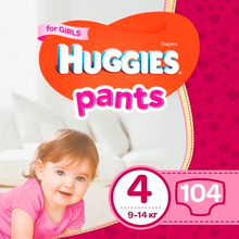 Підгузки-трусики HUGGIES Pants GIRL 4 M-pack 9-14 кг 104 шт (5029054216422)