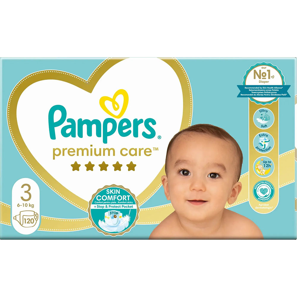 Подгузники PAMPERS Premium Care Midi 3 6-10 кг 120 шт (4015400465461) Тип подгузники