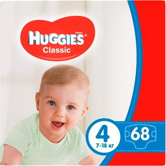 

Подгузники HUGGIES Classic 4 Мegapack 68 шт (5029053543154), Classic 4 Мegapack 68 (N)