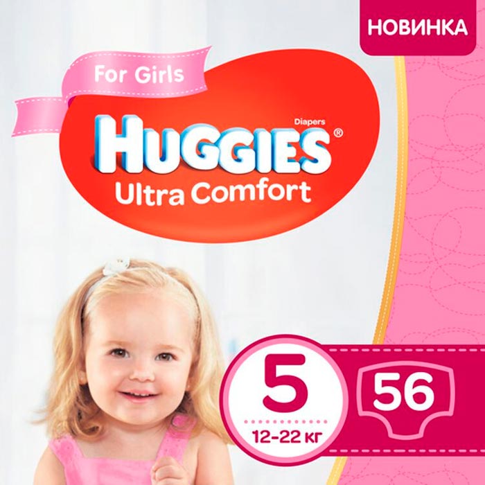 

Подгузники Huggies Ultra Comfort 5 Mega для девочек 56 шт (5029053543642), Підгузник Ultra Comfort для дівчаток