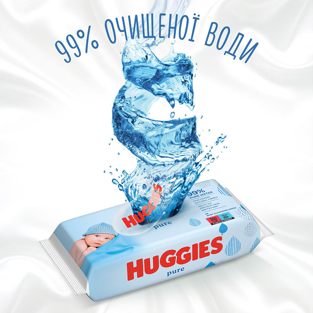 Фото Салфетки влажные Huggies Pure 56 х 4 шт (5029053550121)