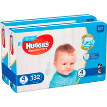 Подгузники Huggies Ultra Comfort 4 Mega для мальчиков 132 шт (66x2) (5029054218112)