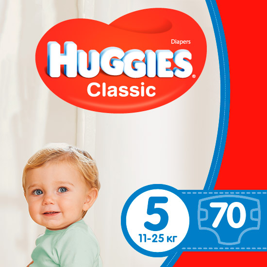 

Подгузники Huggies Classic Giga 5 11-25 кг 70 шт (5029053547305), Підгузок Classic 5 Giga 70 шт
