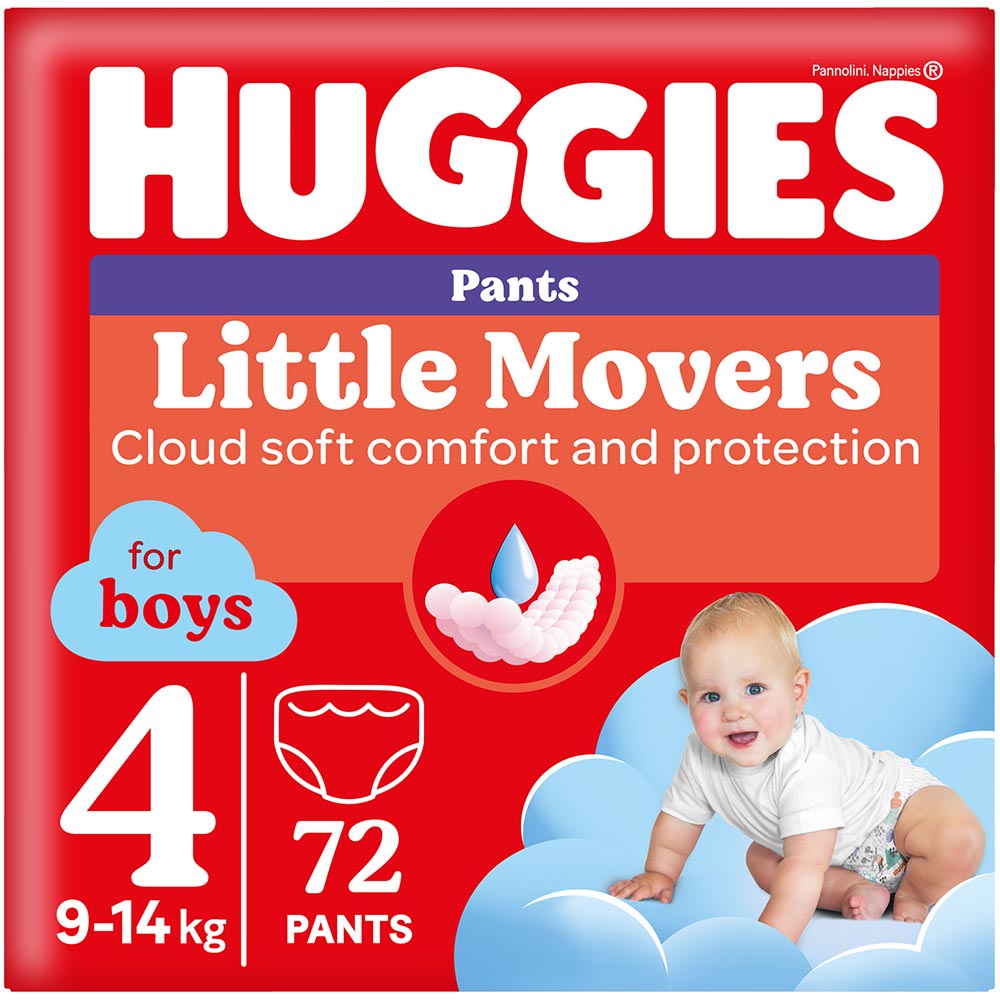 Підгузки-трусики HUGGIES Little Movers 4 (9-14 кг) Box 72 шт Boy (5029053564104)