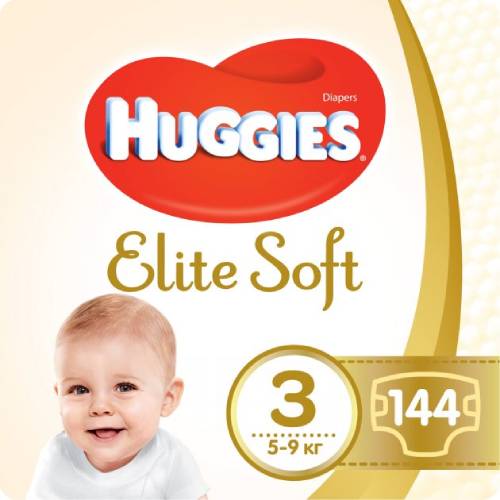 

Подгузники HUGGIES Elite Soft 3 5-9 кг 144 шт (5029053578101), Підгузок Elite Soft 3 (5-9 кг) Box 144
