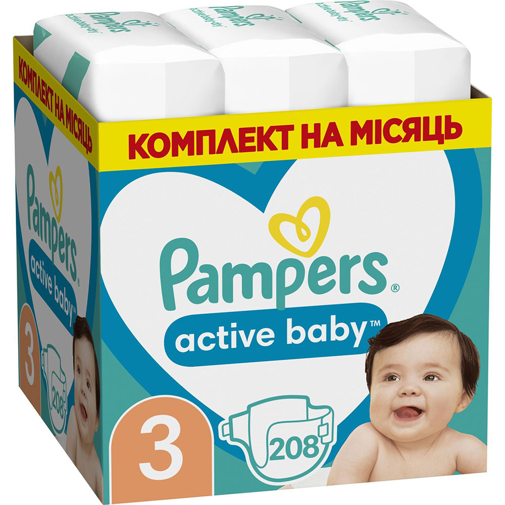 Підгузки PAMPERS Active Baby Midi 3 6-10кг 208шт (81678669)