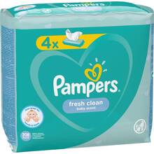 Вологі серветки Pampers Fresh Clean 4х52 шт (81688044)