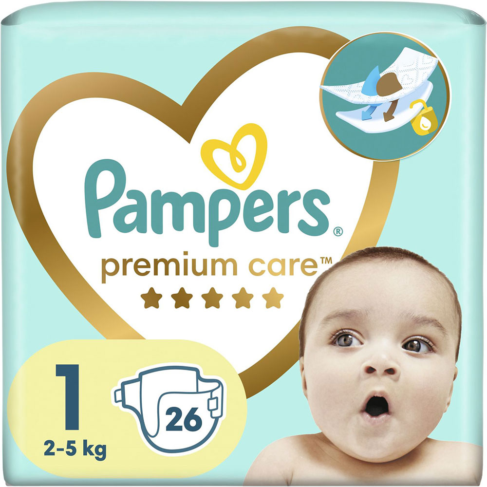 Подгузники Pampers Premium Care Размер 1 (2-5 кг) 26 шт (8001841104614)