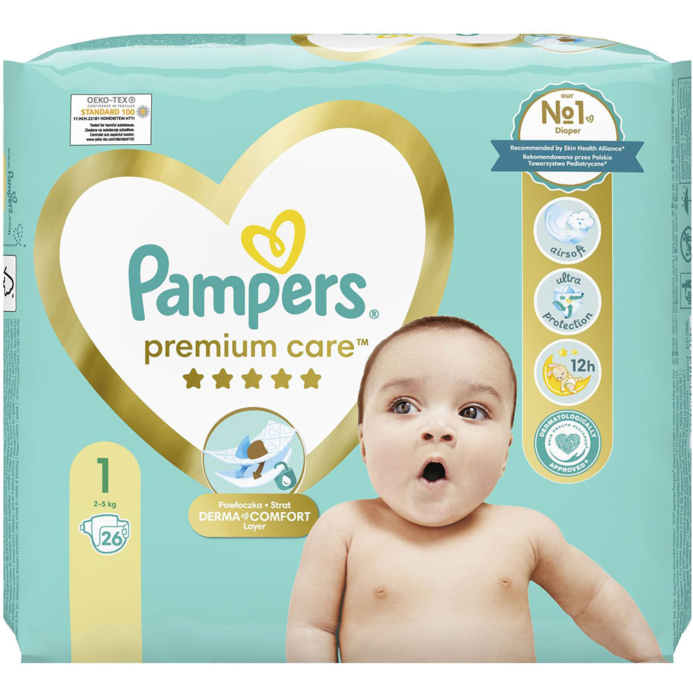 Подгузники Pampers Premium Care Размер 1 (2-5 кг) 26 шт (8001841104614) Тип подгузники