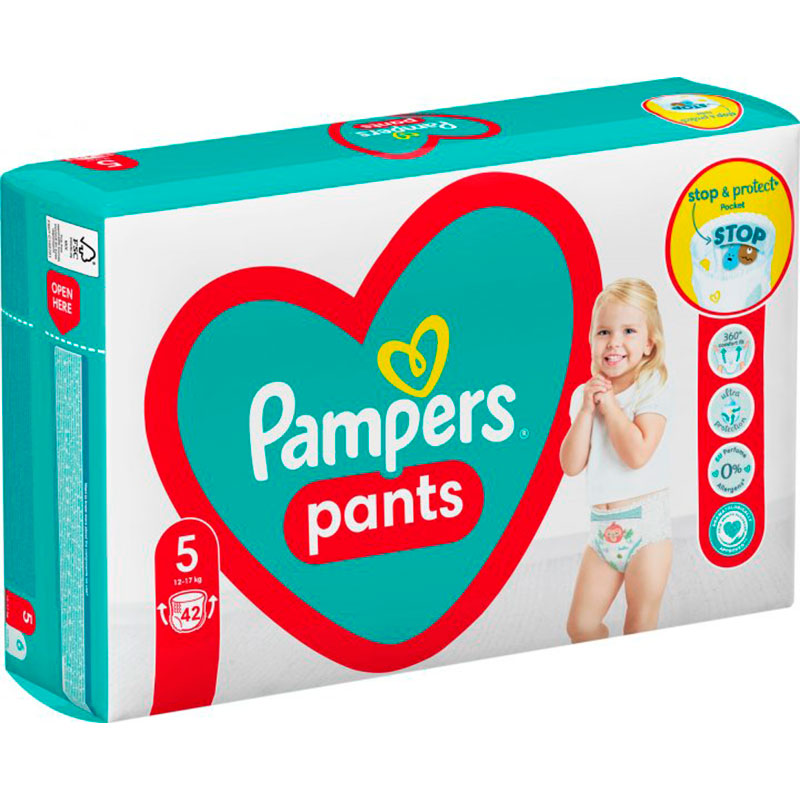 Підгузки-трусики Pampers Pants Розмір 5 (12-17 кг) 42 шт (8006540068960) Кількість в упаковці 42