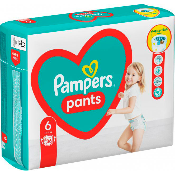 Підгузки-трусики Pampers Pants Розмір 6 (14-19 кг) 36 шт (8006540069028) Кількість в упаковці 36