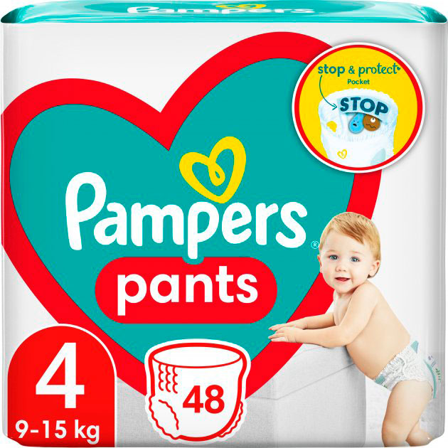 Підгузки - трусики Pampers Pants Розмір 4 (9-15 кг) 48 шт (8006540068755)