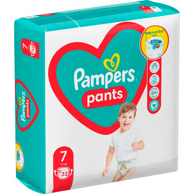 Підгузки-трусики Pampers Pants Розмір 7 (17+ кг) 32 шт (8006540374559) Кількість в упаковці 32