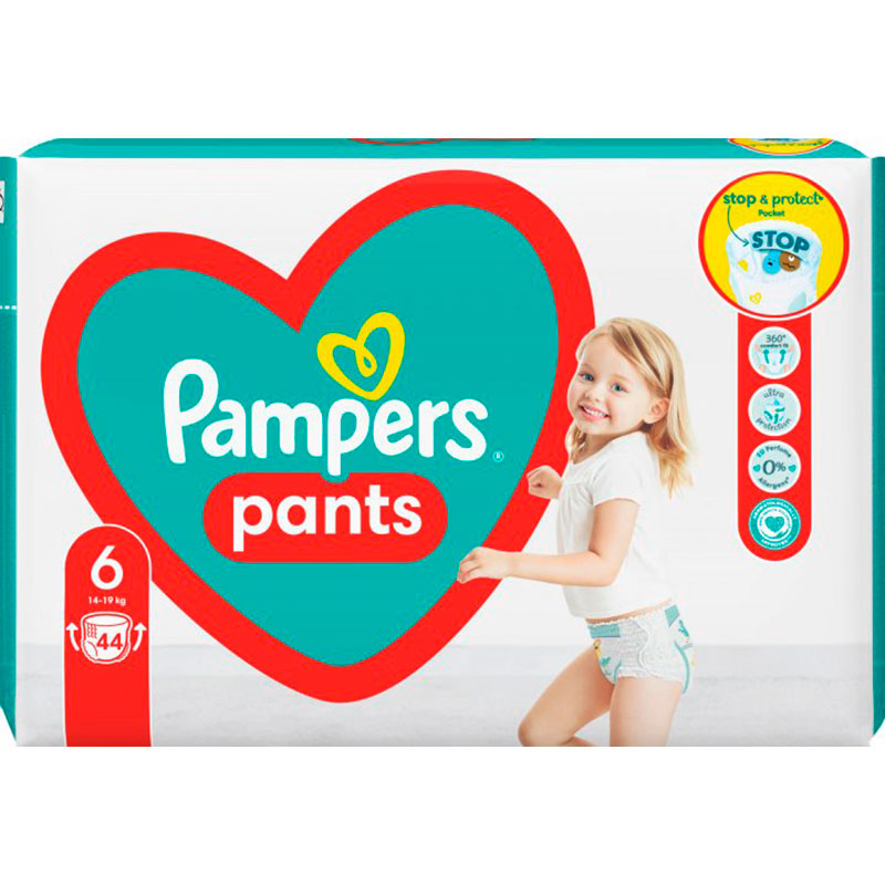 Підгузки-трусики Pampers Pants Розмір 6 14-19 кг 44 шт (8006540069356) Тип підгузки-трусики