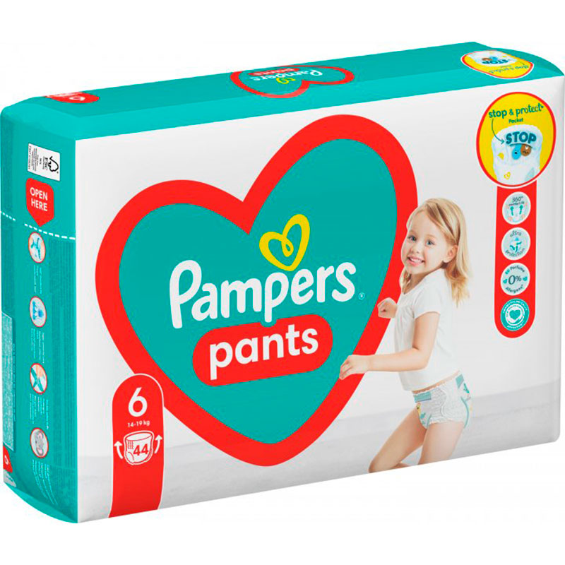 Підгузки-трусики Pampers Pants Розмір 6 14-19 кг 44 шт (8006540069356) Кількість в упаковці 44