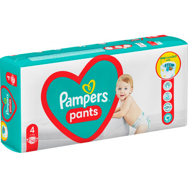 Подгузники-трусики Pampers Pants Размер 4 (9-15 кг) 52 шт (8006540069264) Количество в упаковке 52