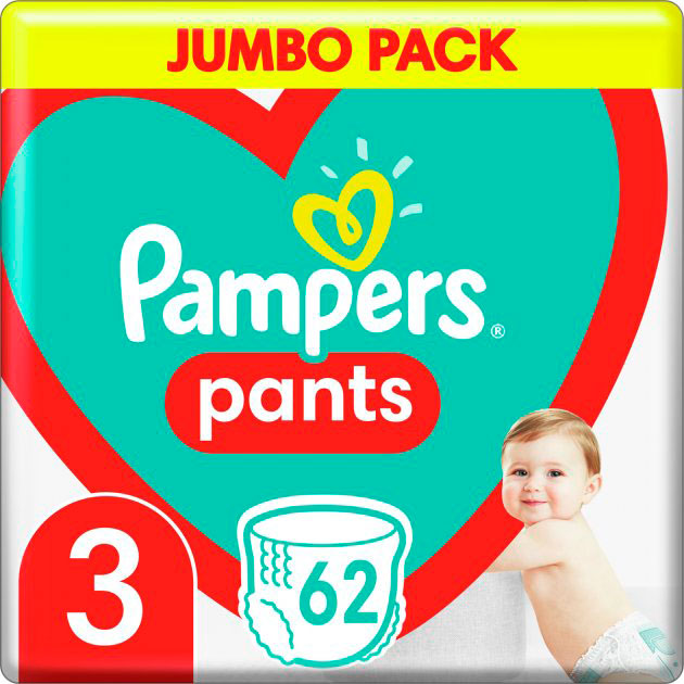 Подгузники - трусики Pampers Pants Размер 3 (6-11 кг) 62 шт (8006540069233)