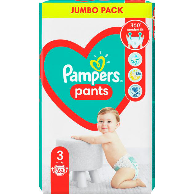 В интернет магазине Подгузники - трусики Pampers Pants Размер 3 (6-11 кг) 62 шт (8006540069233)