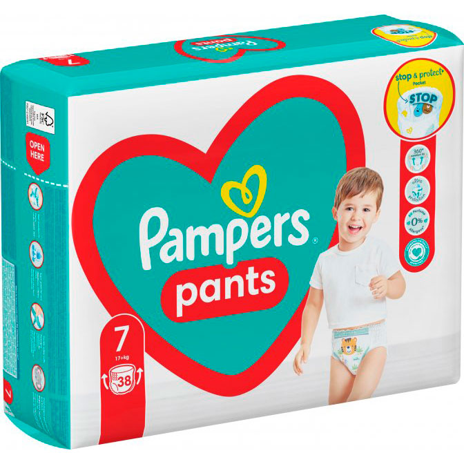 Підгузки - трусики Pampers Pants Розмір 7 (17+ кг) 38 шт (8006540069387) Кількість в упаковці 38