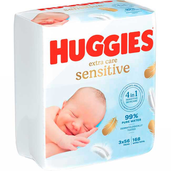 Вологі серветки HUGGIES Pure Extra Care 3 х 56 шт (5029054222119) Тип вологі серветки