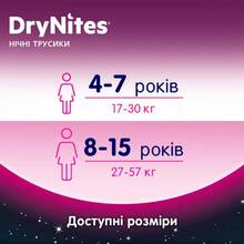 Подгузники-трусики HUGGIES DryNites для девочек 8-15 лет 9 шт (5029053527604)