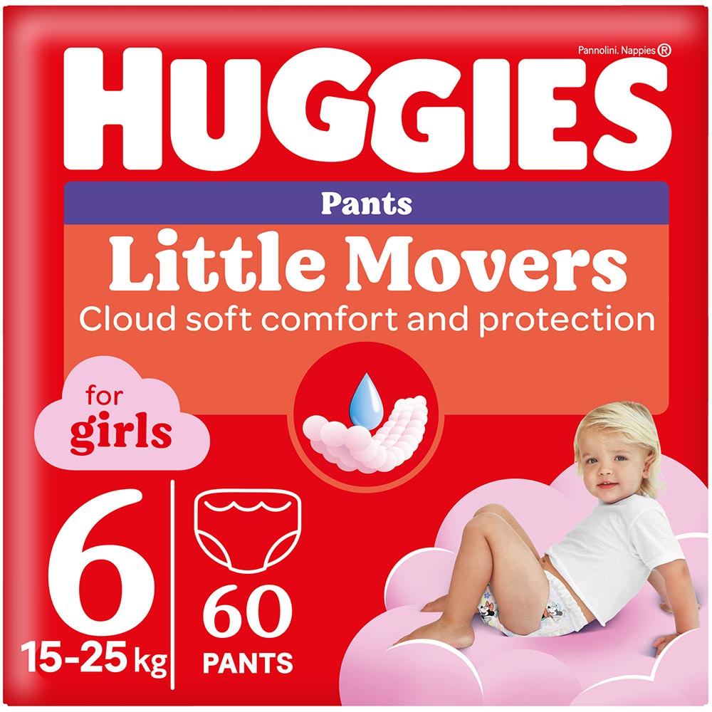 Підгузки-трусики HUGGIES Little Movers 6 (15-25 кг) Box 60 шт Girl (5029053564135)