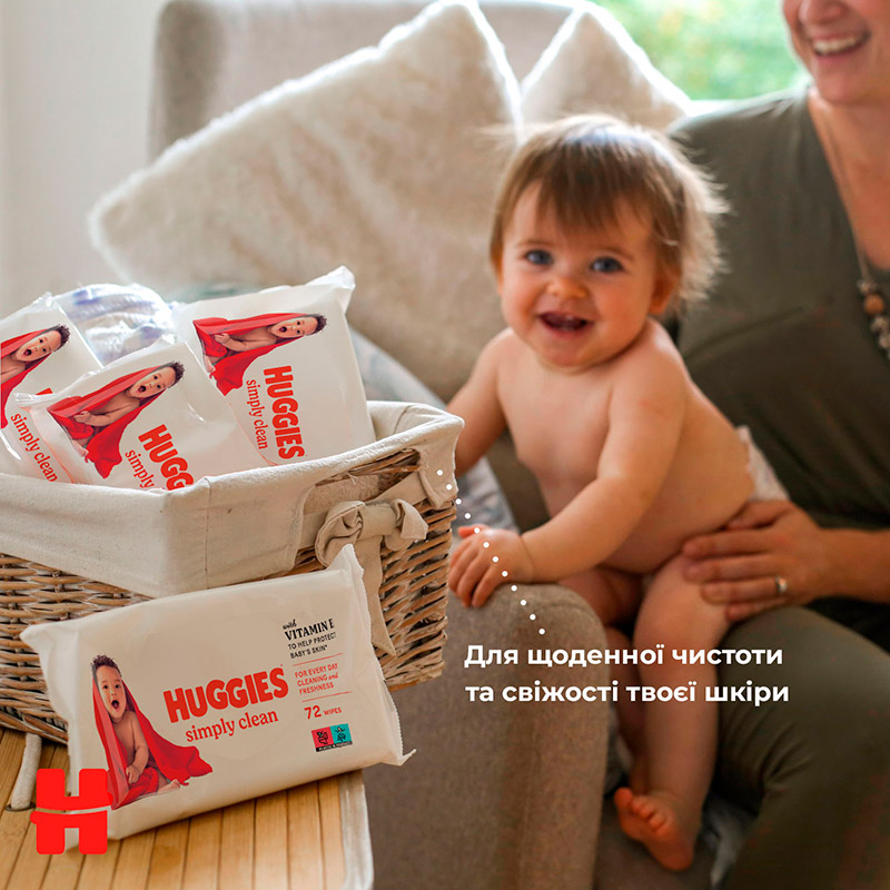 Зовнішній вигляд Дитячі вологі серветки Huggies Simply Clean 72 шт (5029053582238)