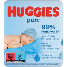 Серветки вологі Huggies Pure 56 х 3 шт (5029053550091)