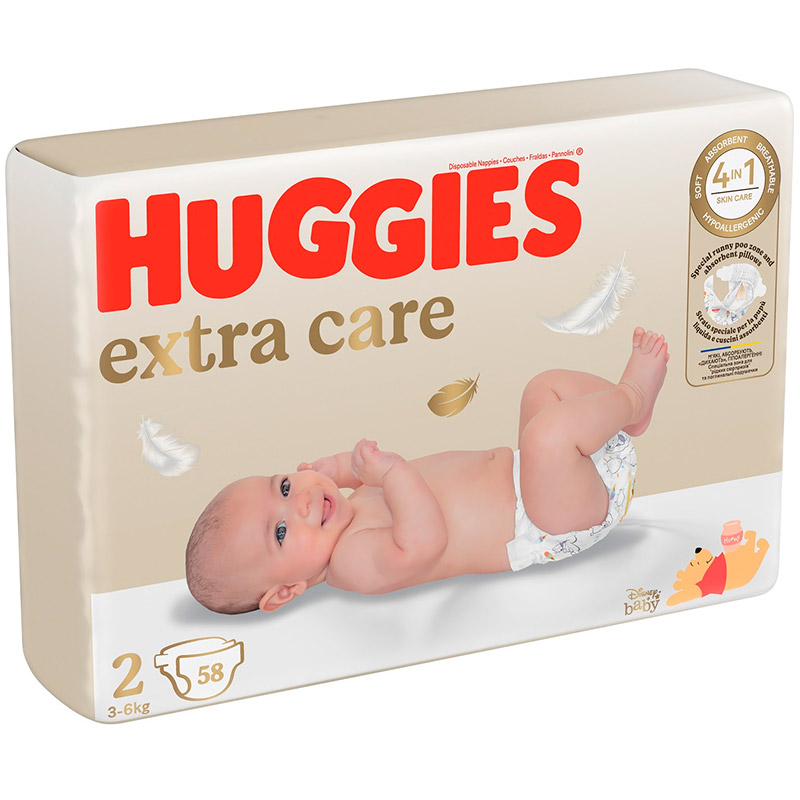 Підгузки Huggies Extra Care 2 (3-6 кг) 58 шт (5029053578071) Тип підгузки