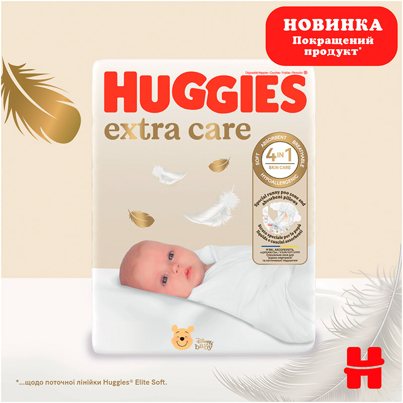 Подгузники Huggies Extra Care 2 (3-6 кг) 58 шт (5029053578071) Количество в упаковке 58