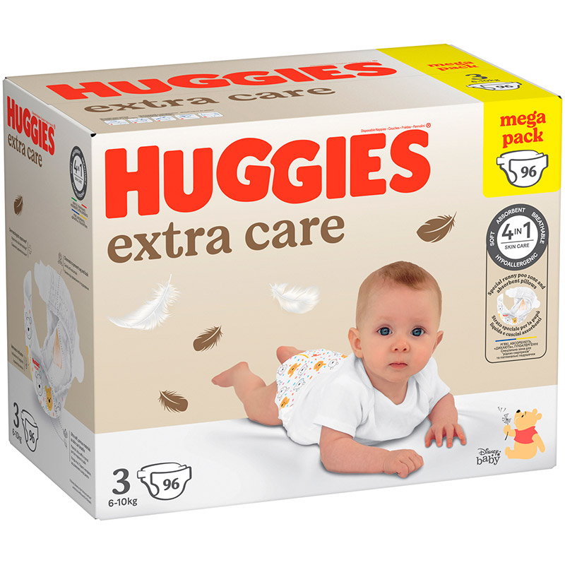 Підгузки Huggies Extra Care Size Розмір 3 (6-10 кг) 96 шт (5029053577944) Тип підгузки