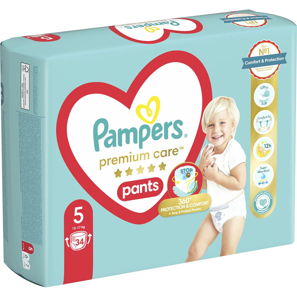 Підгузки PAMPERS Premium Care Junior 5 12-17кг 34 шт (8001090759870) Кількість в упаковці 34