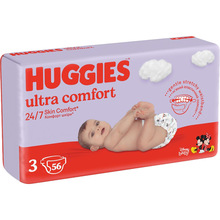 Підгузки HUGGIES Ultra Comfort 3 (5-9 кг) Jumbo 56 шт (5029053567570)