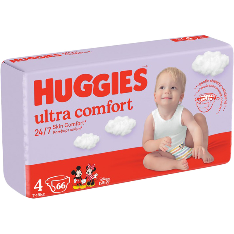 Підгузки HUGGIES Ultra Comfort 4 (7-18 кг) Mega 66 шт (5029053548777) Тип підгузки