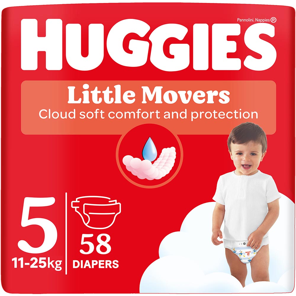 Підгузки HUGGIES Little Movers 5 (12-22 кг) Mega 58 шт (5029053548784) Підгузки HUGGIES Little Movers 5 (12-22 кг) Mega 58 шт (5029053548784)