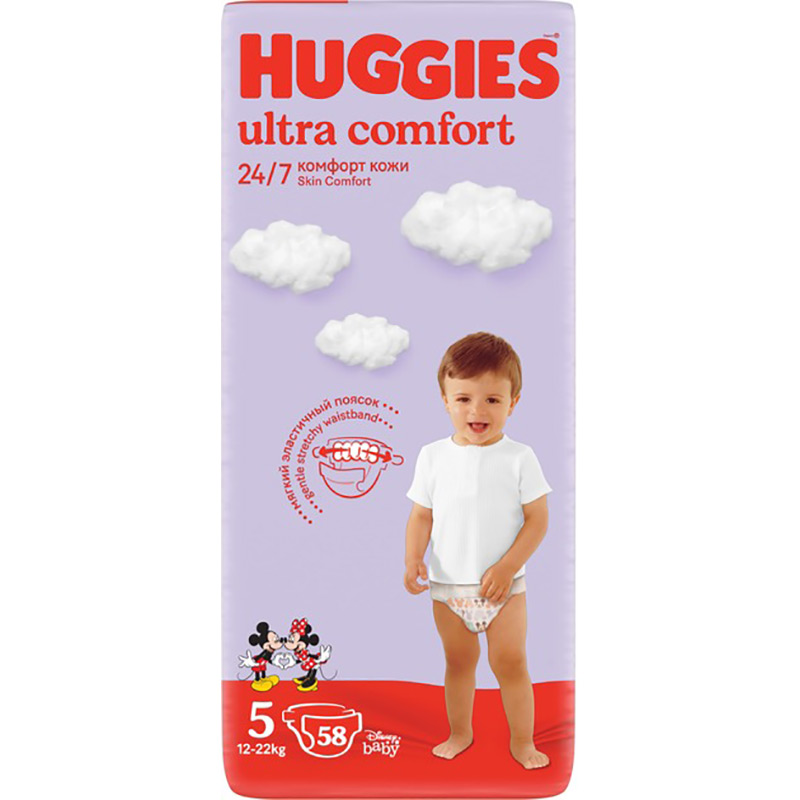 Подгузники HUGGIES Ultra Comfort 5 (12-22 кг) Mega 58 шт (5029053548784) Тип подгузники