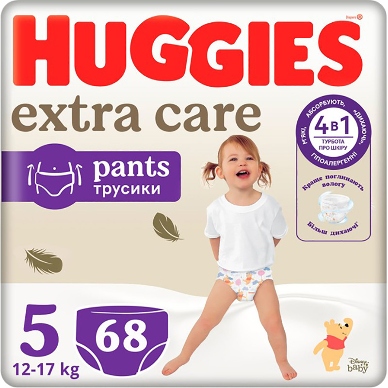 Подгузники-трусики HUGGIES Extra Care 5 (12-17кг) Pants Box 68 шт (5029053582412)